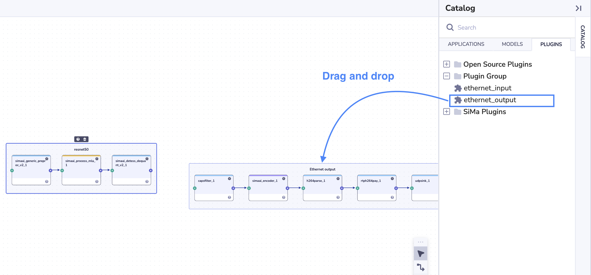 The Ethernet Output complex plugin group