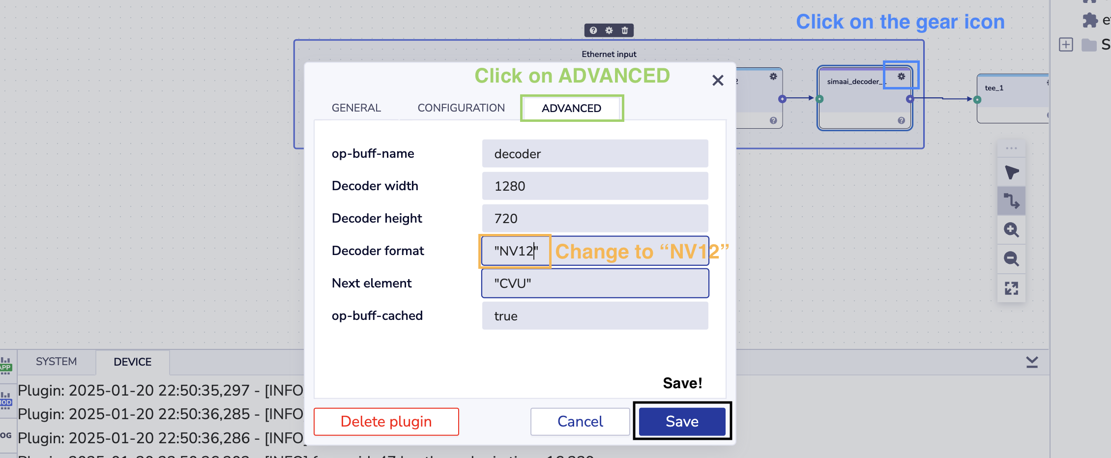 Change the configuration of the decoder to NV12